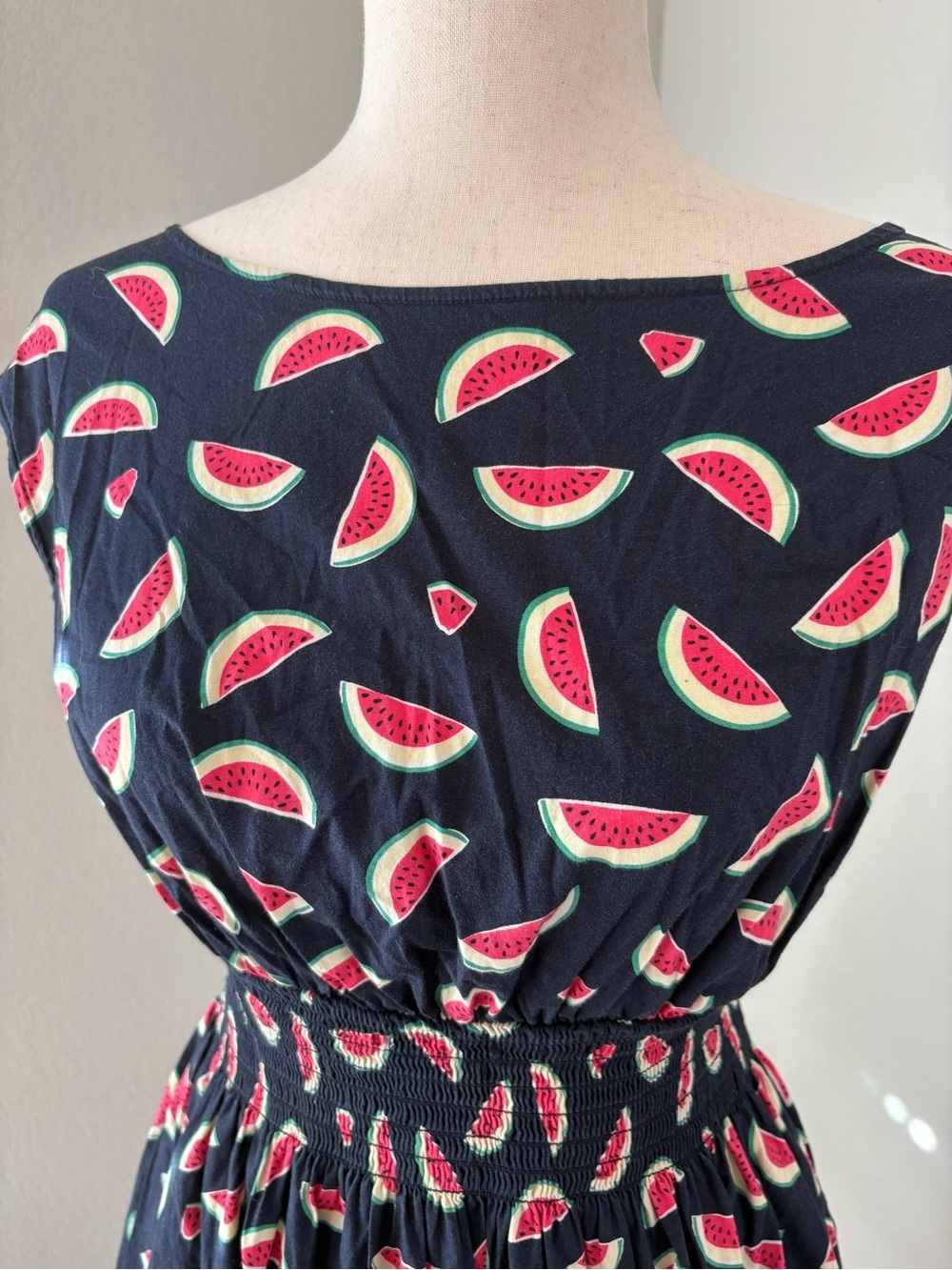Kate Spade Watermelon Party Dress Knee Length Boat Neck Smocked Waist XL - Picture 3 of 10